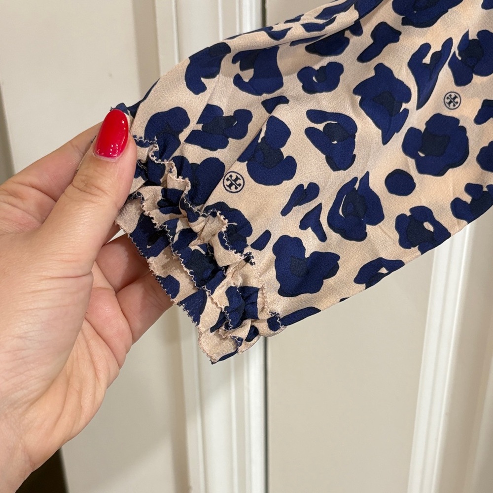 Tory Burch Blue and Cream Animal Print Dress - Picture 4 of 5